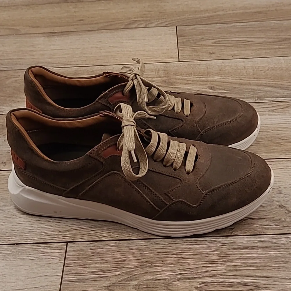 BRUNO MAGLI‎ Italy Vista Dark Brown Leather White Sz 9 M Mens Sneakers Shoes